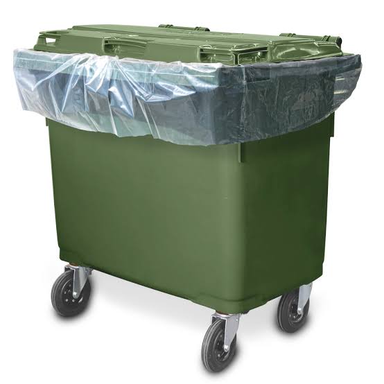 Clear liner fitted inside a wheeled bin